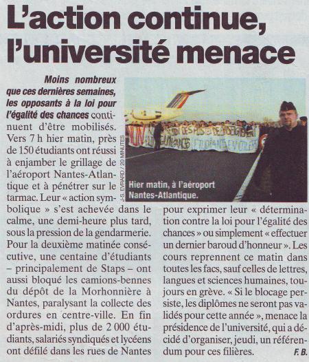 12 AVR NANT #  L' action continue, l'université menece